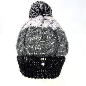 SMARTWOOL GREY BLACK OMBRE POM POM BEANIE MERINO WOOL BLEND WOMEN OS KNITWEAR